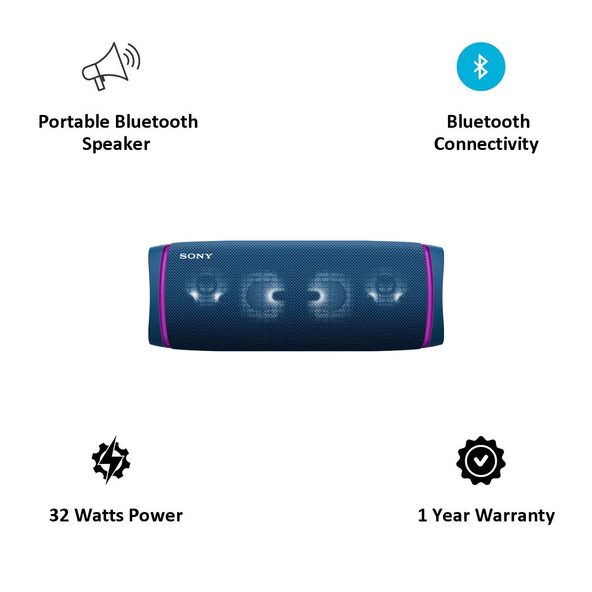 SONY XB43 32W Portable Bluetooth Speaker (Extra Bass, Blue)_3