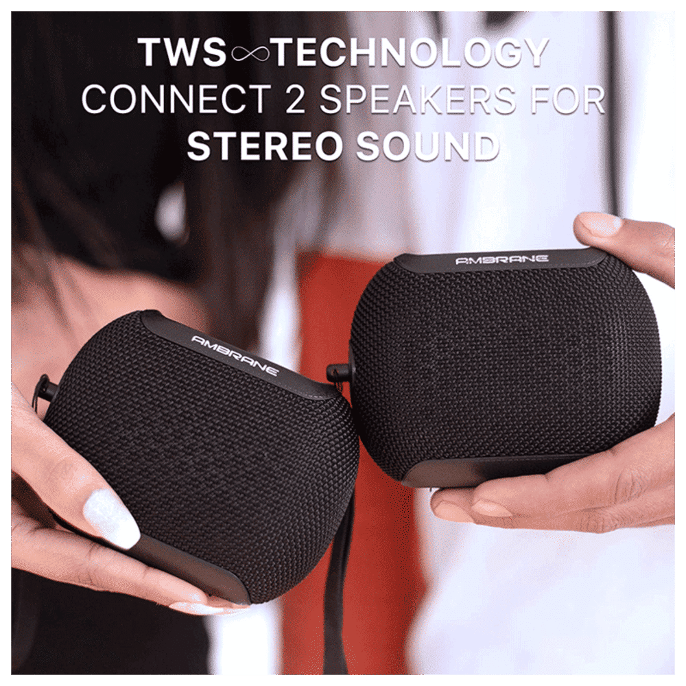 ambrane 5W Portable Bluetooth Speaker (IPX6 Water Resistant, TWS Technology, Stereo Channel, Black)_4
