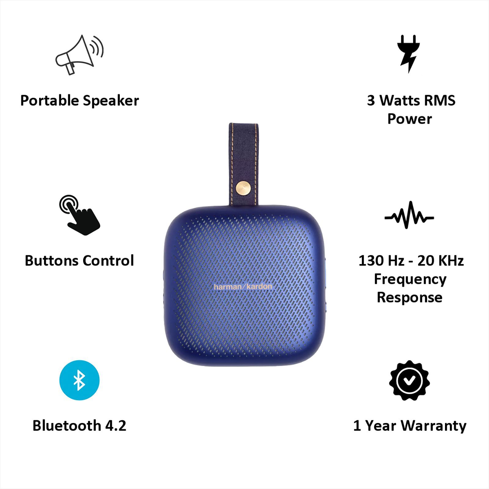 harman kardon Neo 3 Watts Portable Bluetooth Speaker (IPX7 Waterproof, HKNEOBLU, Blue)_3