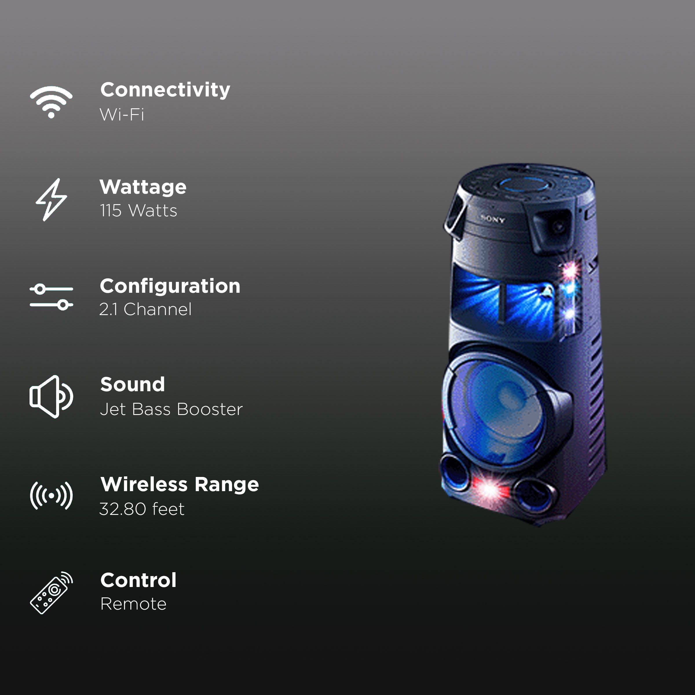 SONY MHC-V43D 115W Bluetooth Party Speaker (Vertical & Horizontal Gesture Control, 2.1 Channel, Black)_2