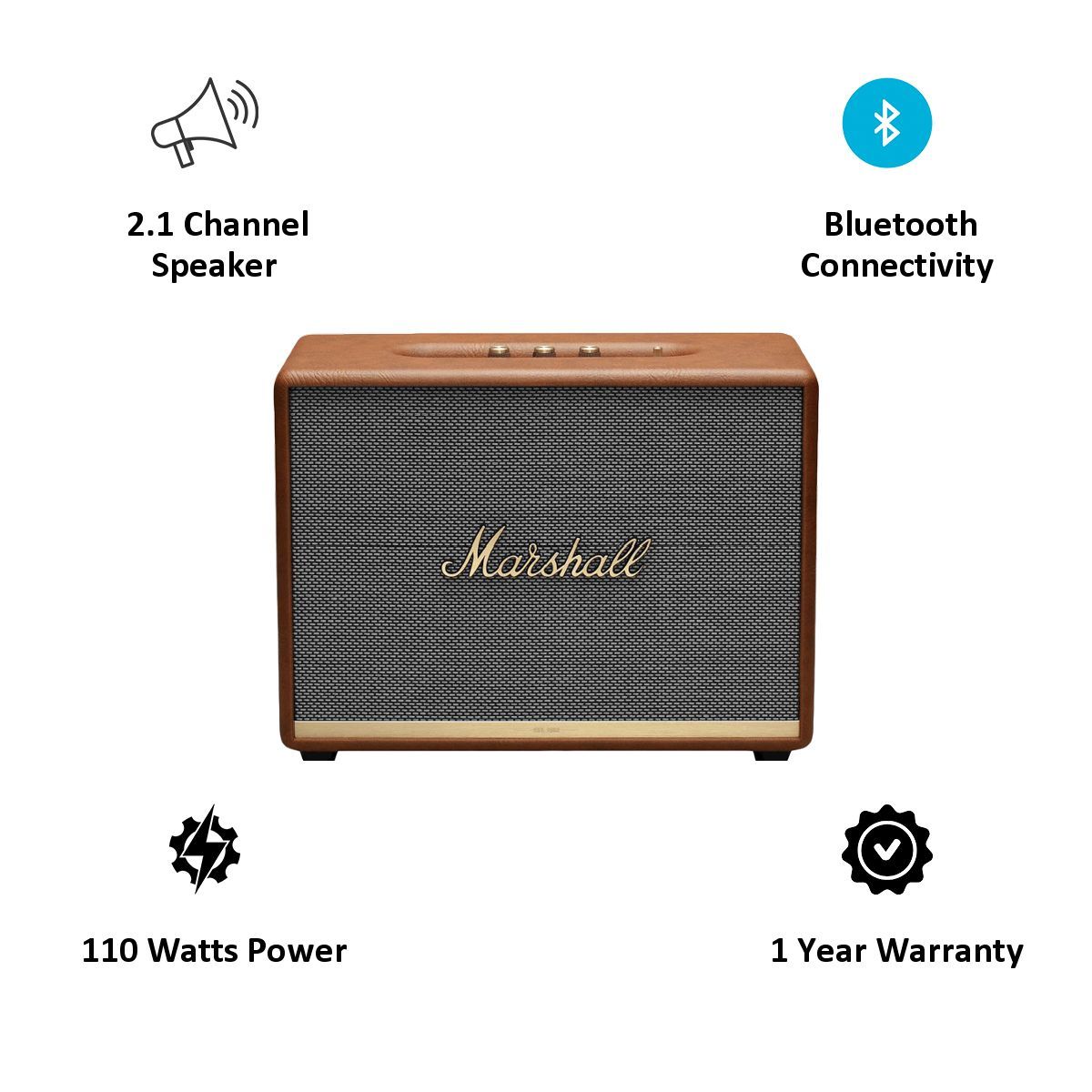 Marshall Woburn II 130W Portable Bluetooth Speaker (Multi Host Functionality, Stereo Channel, Brown) Marshall Woburn II 130W Portable Bluetooth Speaker (Multi Host Functionality, Stereo Channel, Brown)_3