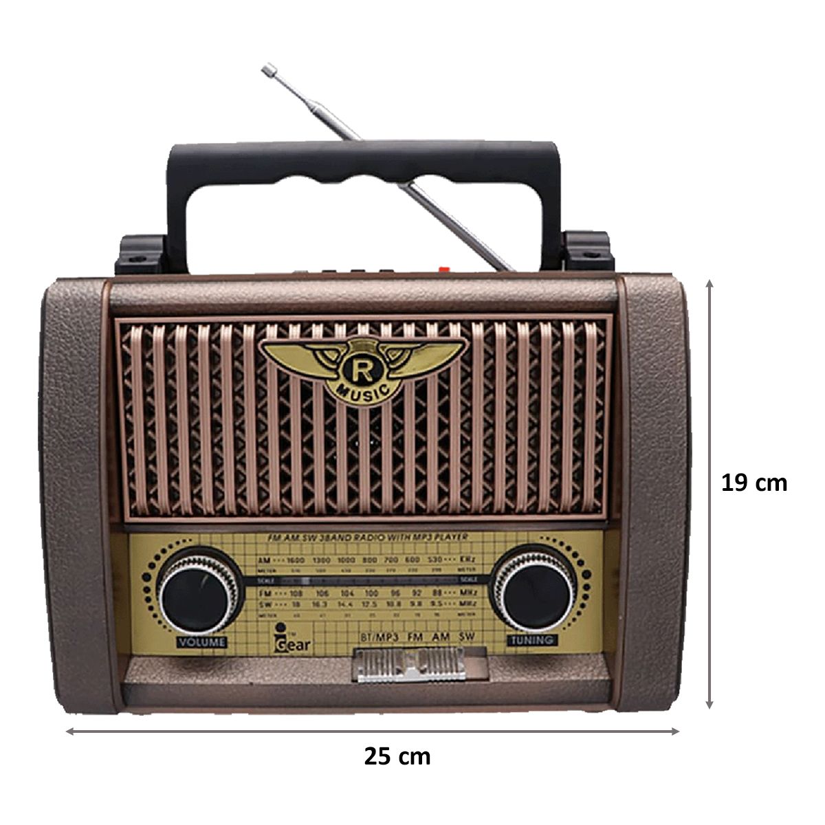 iGear Retro 8 Watts Radio Player (Bluetooth, iG-1111, Brown)_2