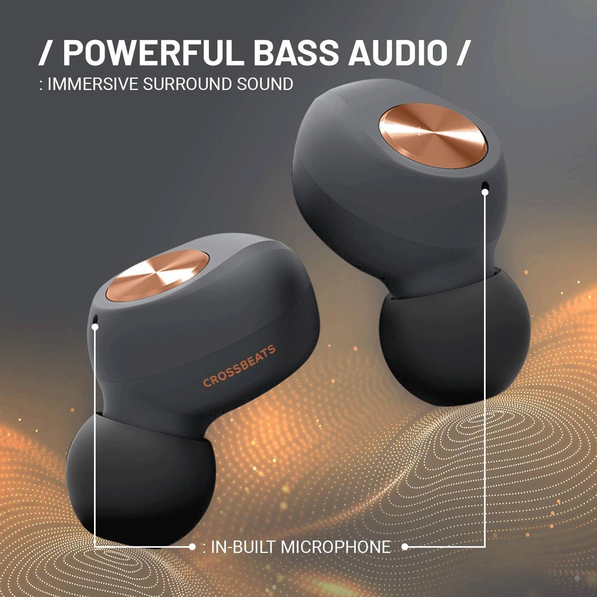 CROSSBEATS Pebble TWS Earbuds with Passive Noise Cancellation (IPX6 Water & Dust Resistant, Deep Bass Technology, Grey)_10