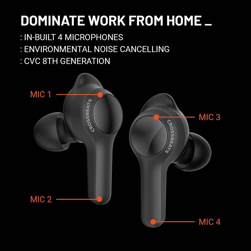 CROSSBEATS Torq CB-TORQ TWS Earbuds with Environmental Noise Cancellation (IPX6 Water Resistant, 72 Hours Playback, Black)_10