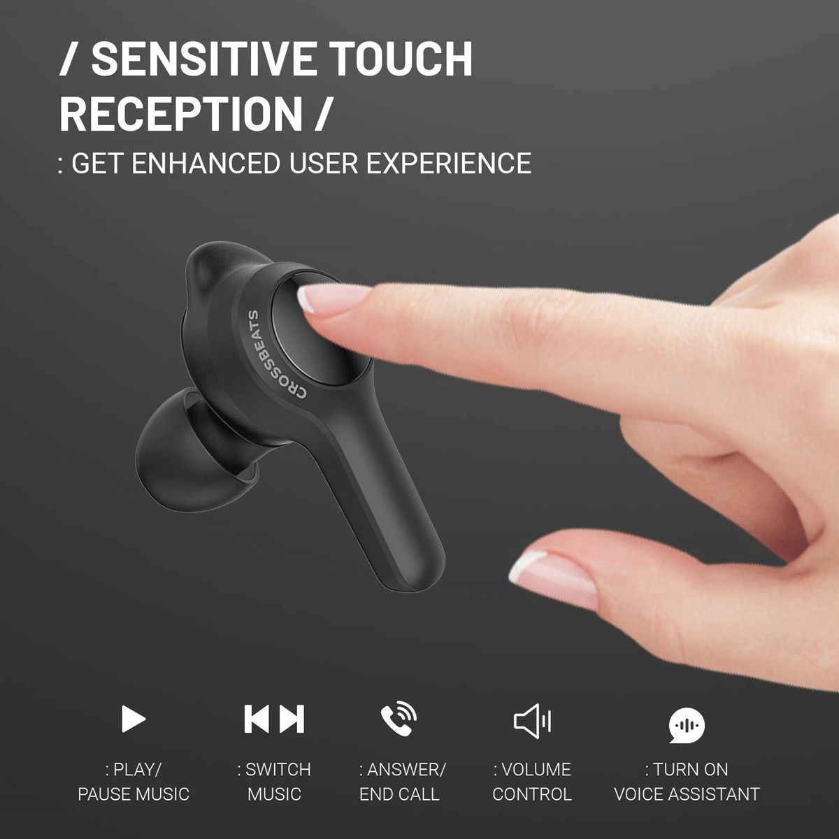 CROSSBEATS Torq CB-TORQ TWS Earbuds with Environmental Noise Cancellation (IPX6 Water Resistant, 72 Hours Playback, Black)_13