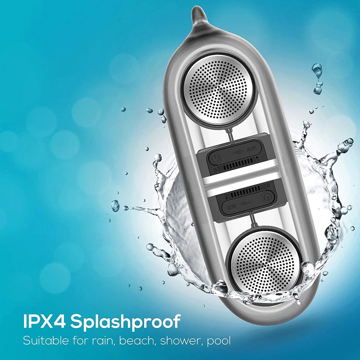 CROSSBEATS Dynamite 10W Portable Bluetooth Speaker (IPX4 Splashproof, Rich 3D Sound, 2.0 Channel, Silver)_9