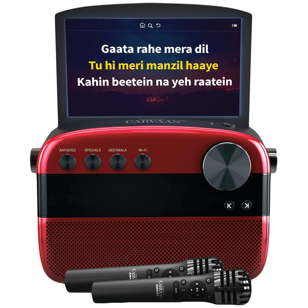 SAREGAMA Carvaan Karaoke 10W Portable Bluetooth Speaker (1000 Pre Loaded Karaoke Tracks, Stereo Channel, Red)_1