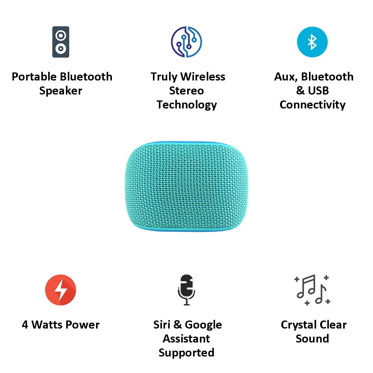 LUMIFORD GoMusic 4W Portable Bluetooth Speaker (IPX4 Water Resistant, Built In Mic, Blue)_3