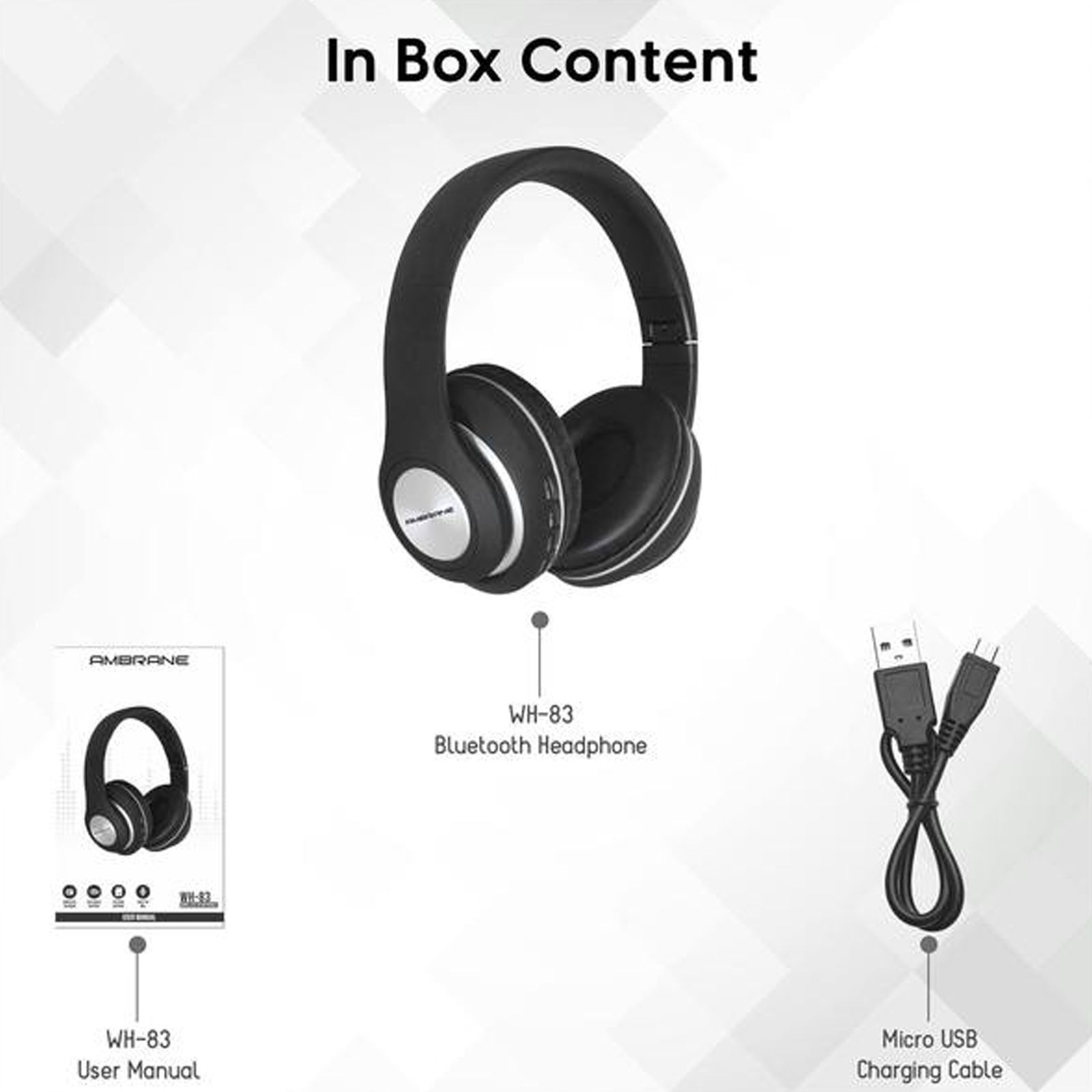 ambrane WH83 Bluetooth Headphone with Mic (Deep Bass Technology, Over Ear, Black)_3