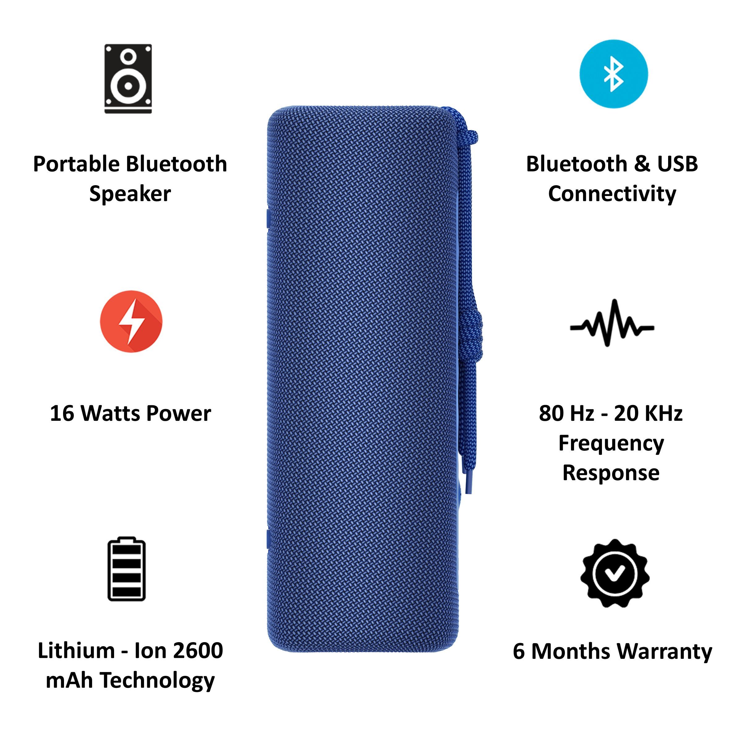 Xiaomi Mi 16 Watts Portable Bluetooth Speaker (Voice Assistant Support, QBH4201IN, Blue)_3