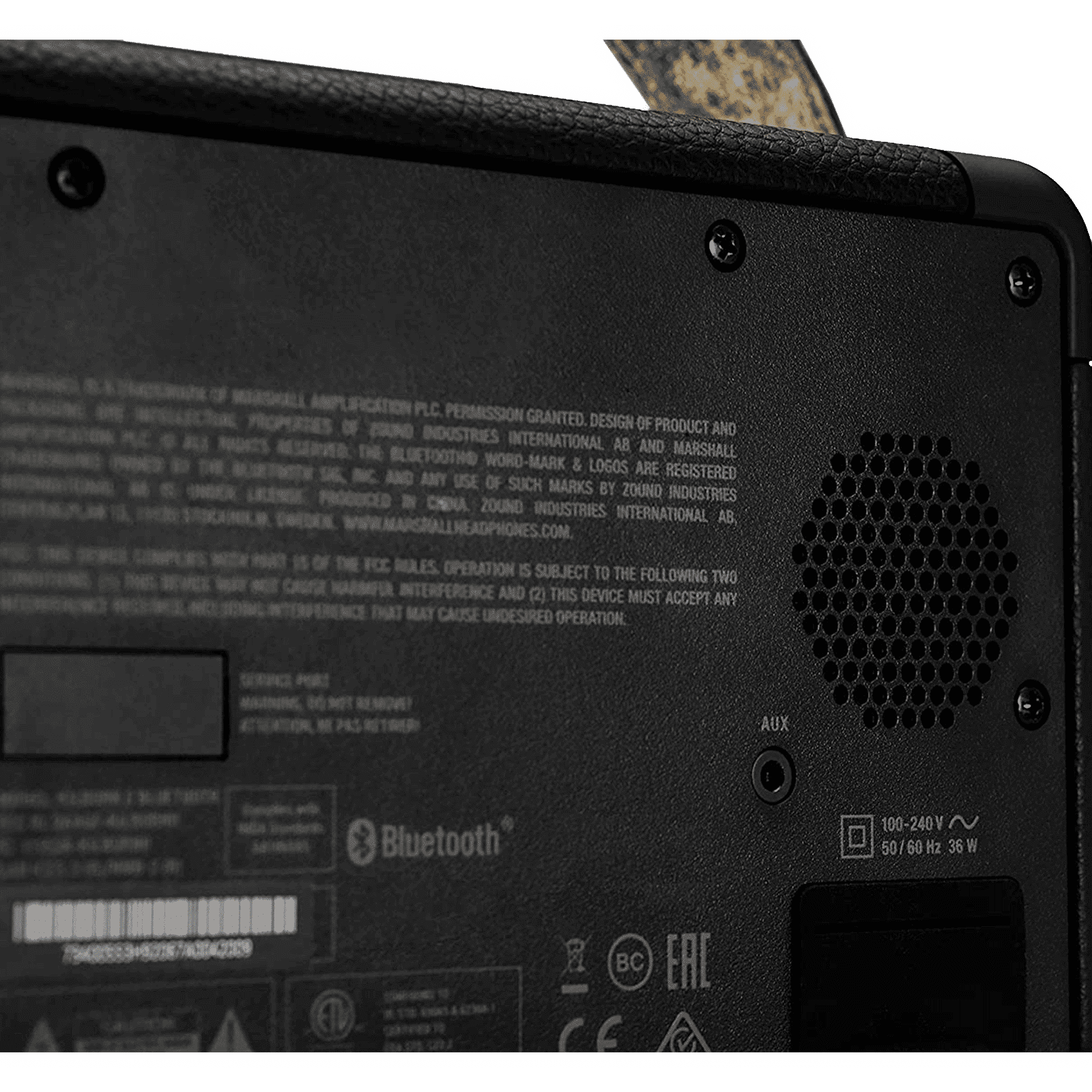 Marshall Kilburn II 36W Portable Bluetooth Speaker (IPX2 Water Resistant, Carrying Strap, Stereo Channel, Black & Brass)_12