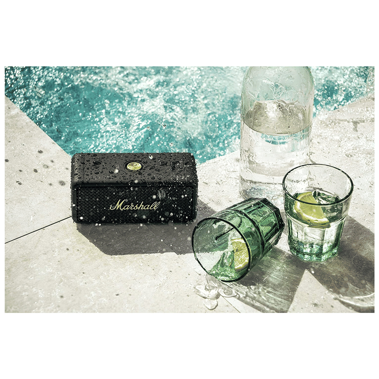 Marshall Emberton 20W Portable Bluetooth Speaker (IPX7 Water Resistant, Superior Signature Sound, Stereo Channel, Black/Brass)_7