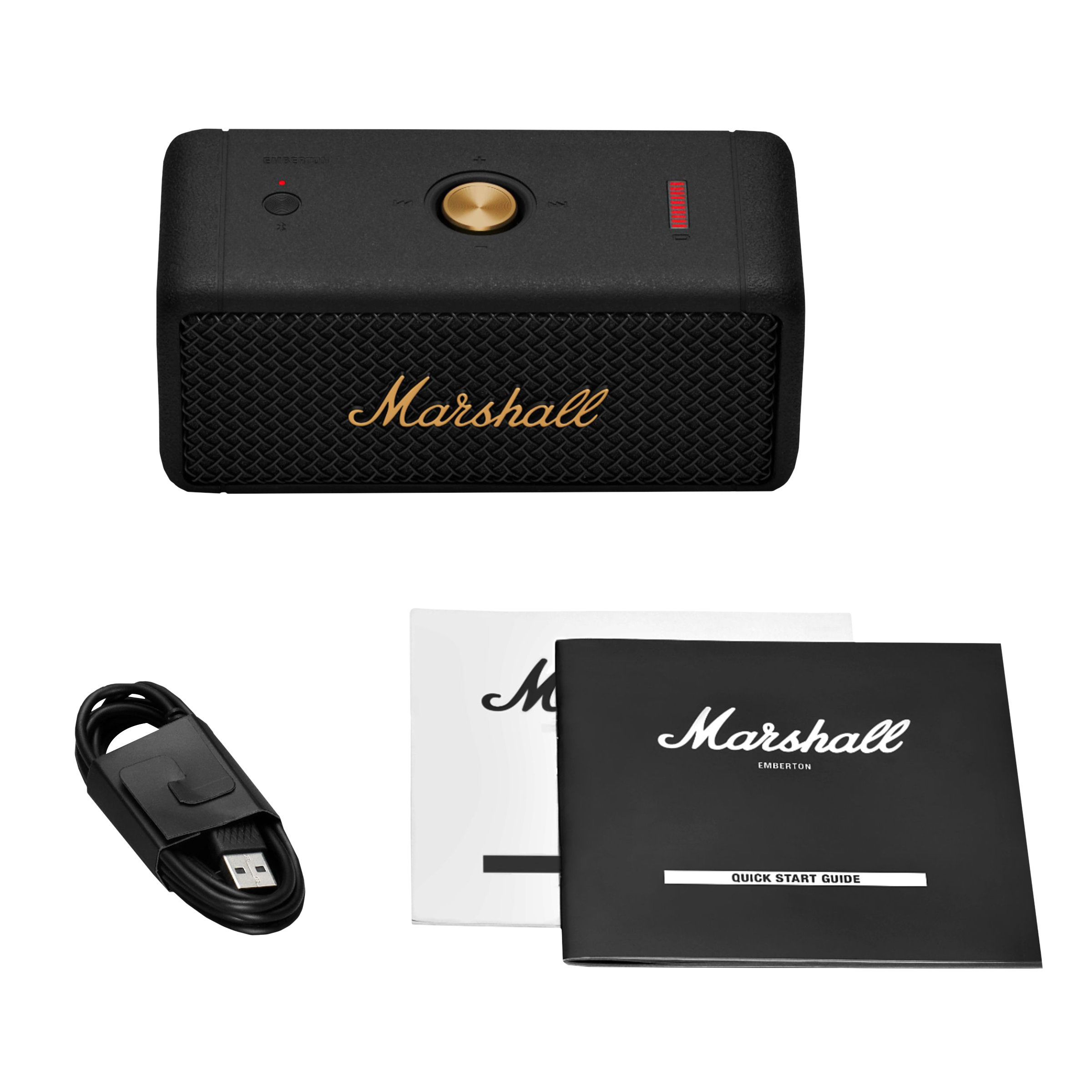 Marshall Emberton 20W Portable Bluetooth Speaker (IPX7 Water Resistant, Superior Signature Sound, Stereo Channel, Black/Brass)_9