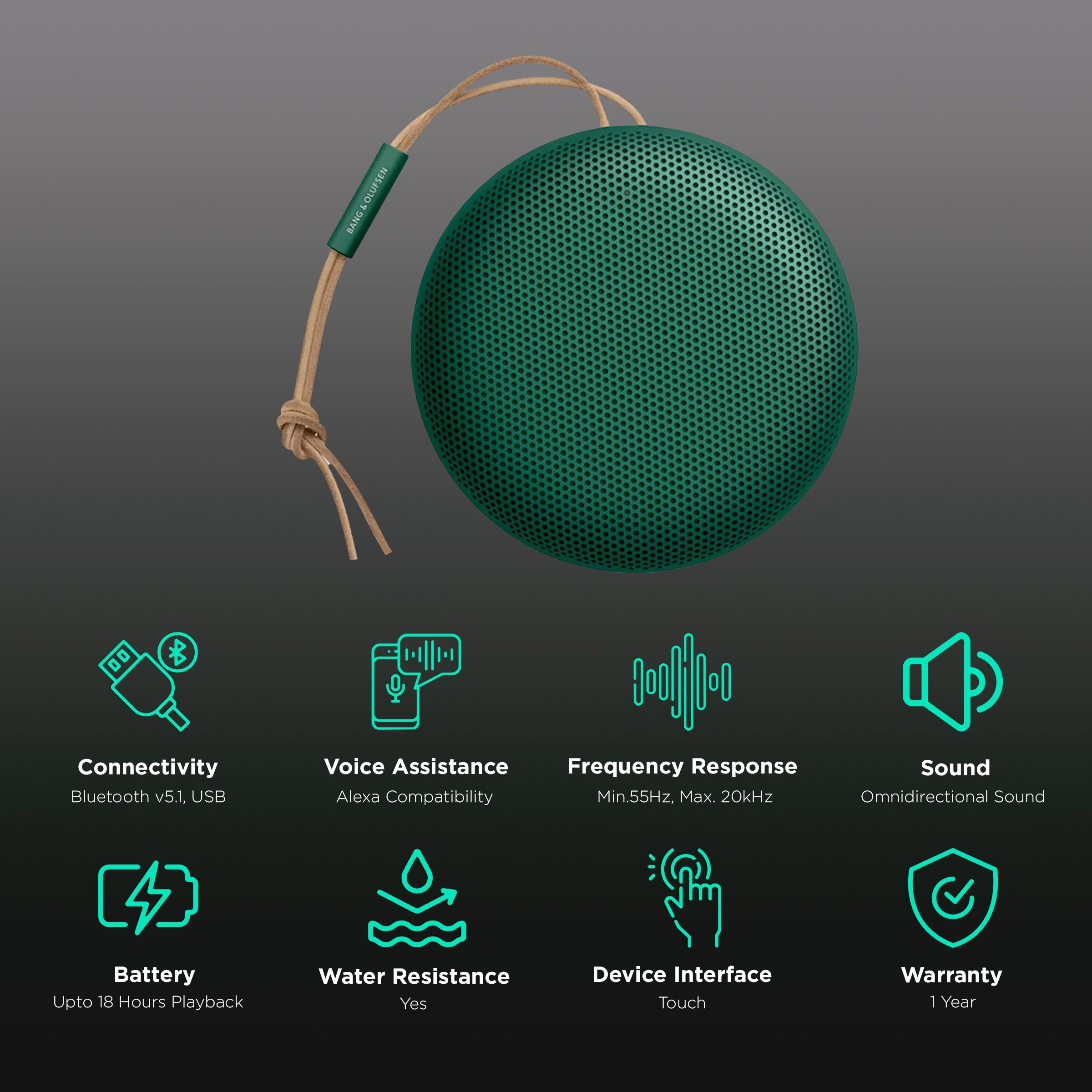 Bang & Olufsen Beosound A1 (2nd Gen) with Alexa Compatible Smart Speaker (True360 Sound, Green)_2