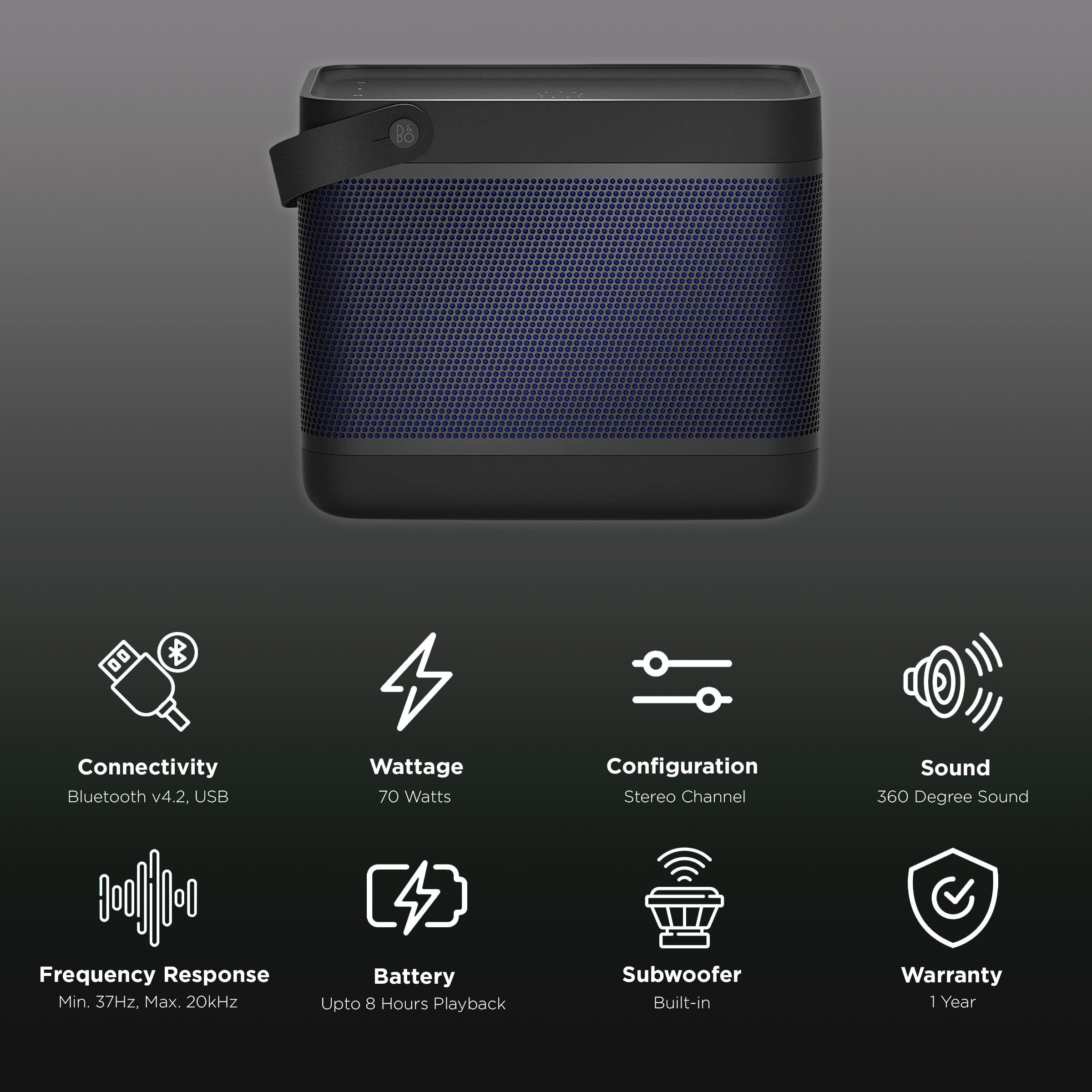 Bang & Olufsen Beolit 20 30W Portable Bluetooth Speaker (8 Hours Playtime, Black Anthracite) Bang & Olufsen Beolit 20 30W Portable Bluetooth Speaker (8 Hours Playtime, Black Anthracite)_2