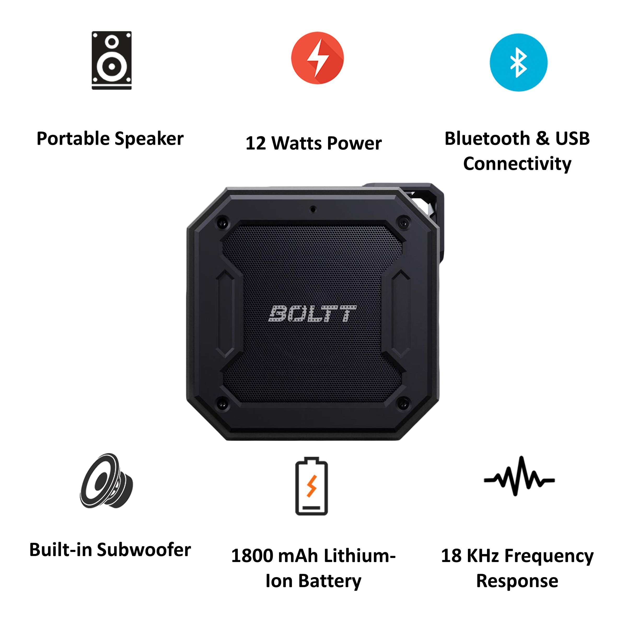 FIRE-BOLTT Xplode 12 Watts Portable Bluetooth Speaker (IPX7 Waterproof, BS1200, Black)_3