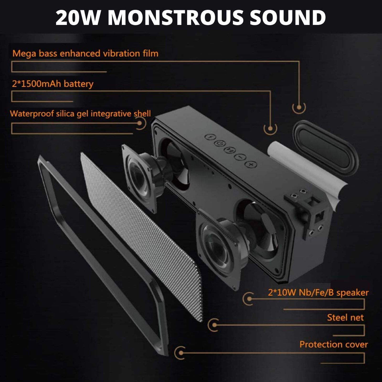 FIRE-BOLTT Xplode 1300 20W Portable Bluetooth Speaker (IPX7 Waterproof, Twin Subwoofers, Stereo Chanel, Blue)_16