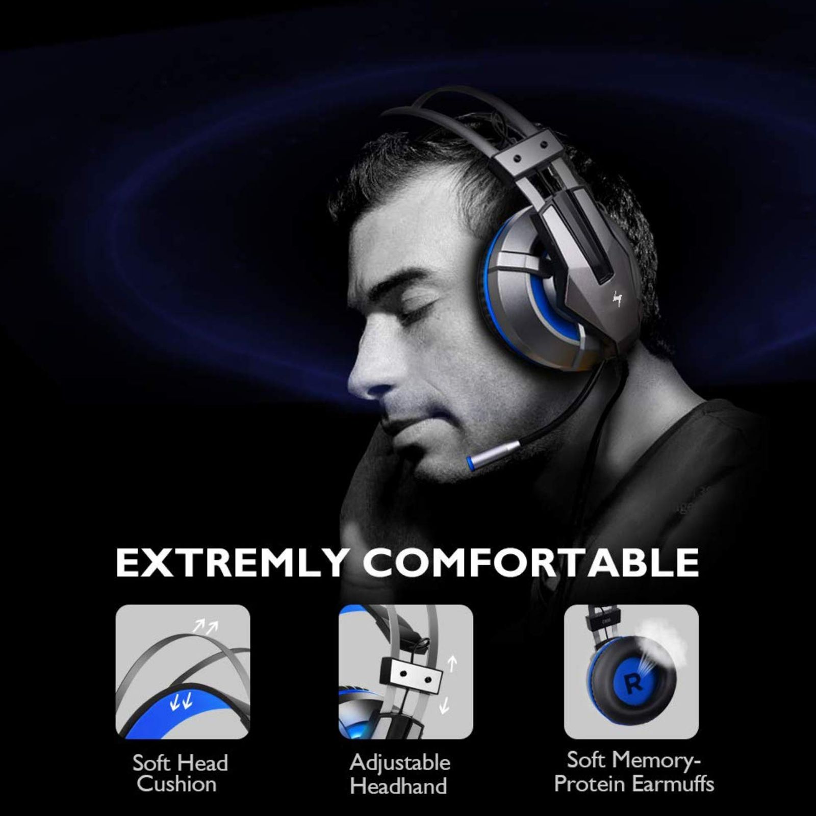 FIRE-BOLTT BGH1200 Wired Headphone with Mic (Over Ear, Blue & Silver) FIRE-BOLTT BGH1200 Wired Headphone with Mic (Over Ear, Blue & Silver)_3