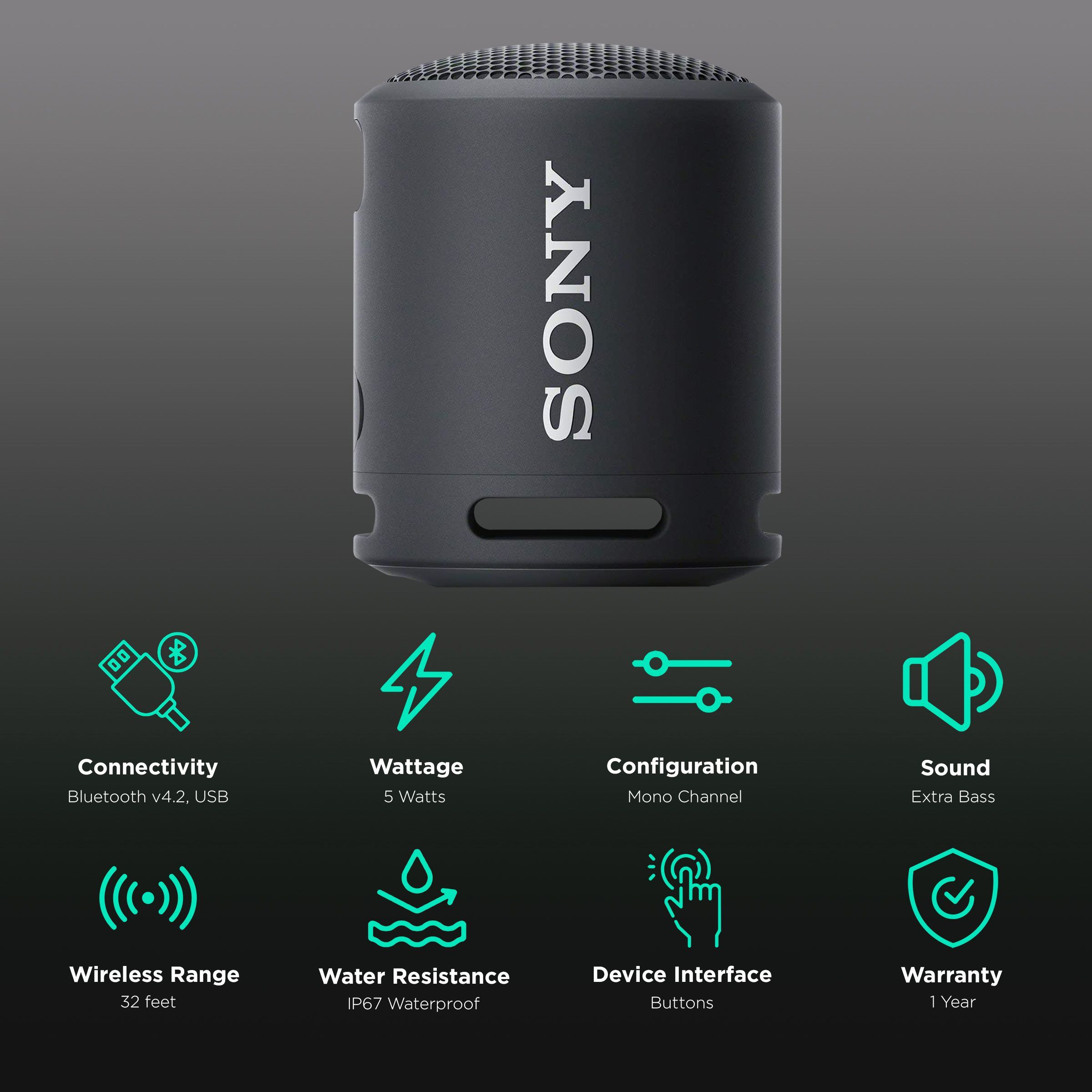 SONY 5W Portable Bluetooth Speaker (IP67 Waterproof, Extra Bass, Mono Channel, Black) SONY 5W Portable Bluetooth Speaker (IP67 Waterproof, Extra Bass, Mono Channel, Black)_2