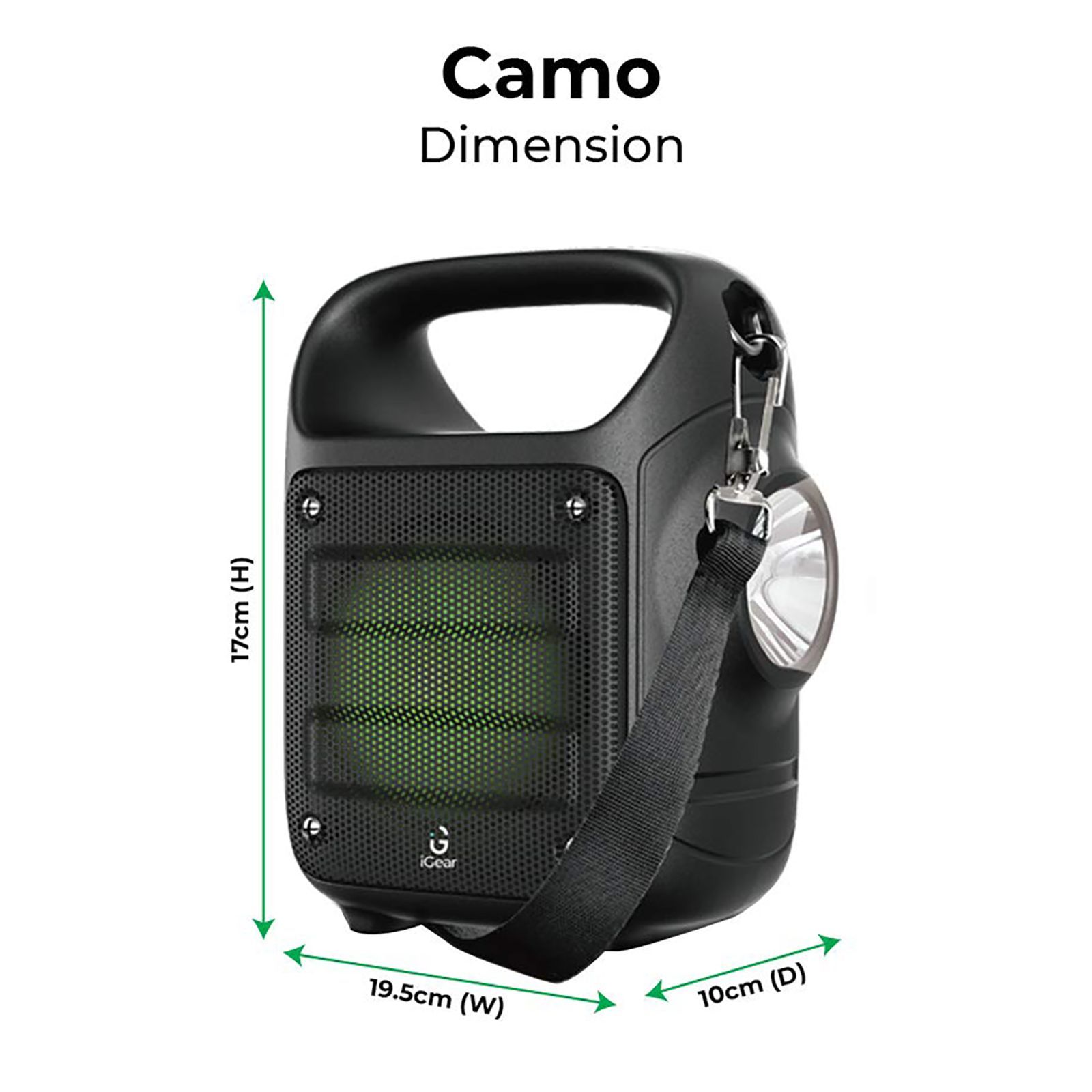 iGear Camo 10W Portable Bluetooth Speaker (Built-in FM Radio, Stereo Channel, Black)_2