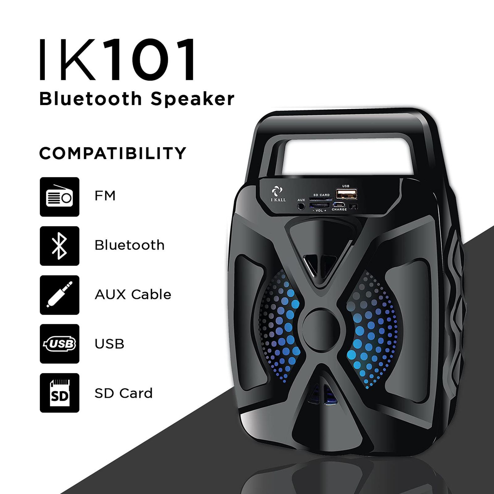 I KALL Lighting Mono 5 Watts Portable Speaker (Bluetooth, IK-101, Black)_2