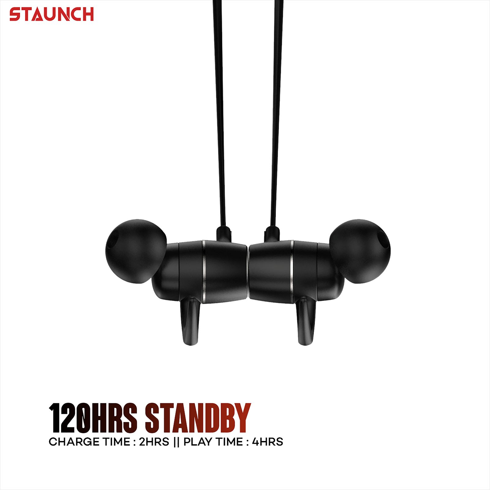 STAUNCH Flex 100 Pro Neckband ( IPX4 Water & Sweat  Resistant, Deep Bass Technology, Black)_3