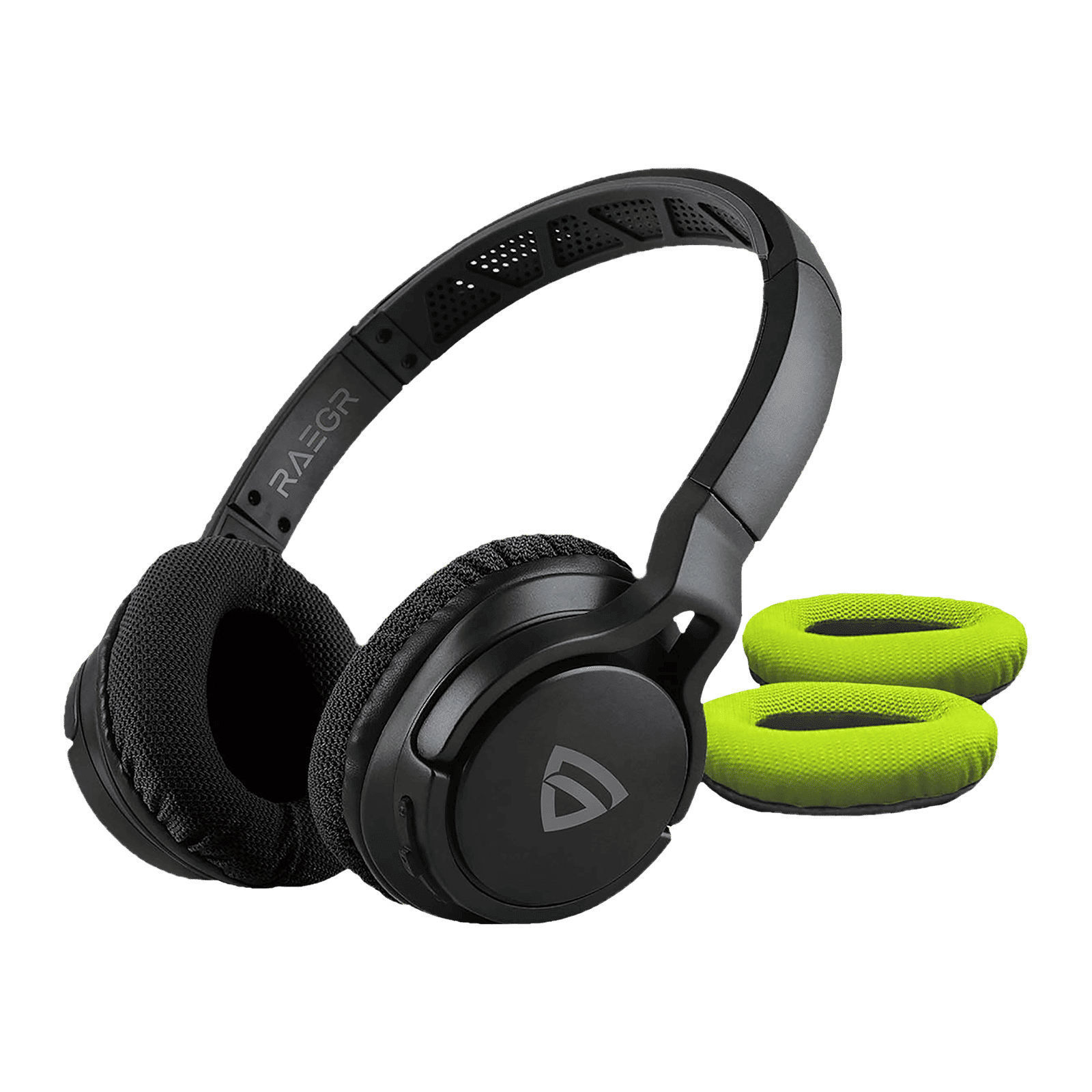 RAEGR AirBeats 500 RG10067 Bluetooth Headphone with Mic (10 Hours Playback, Over Ear, Black & Green)_1
