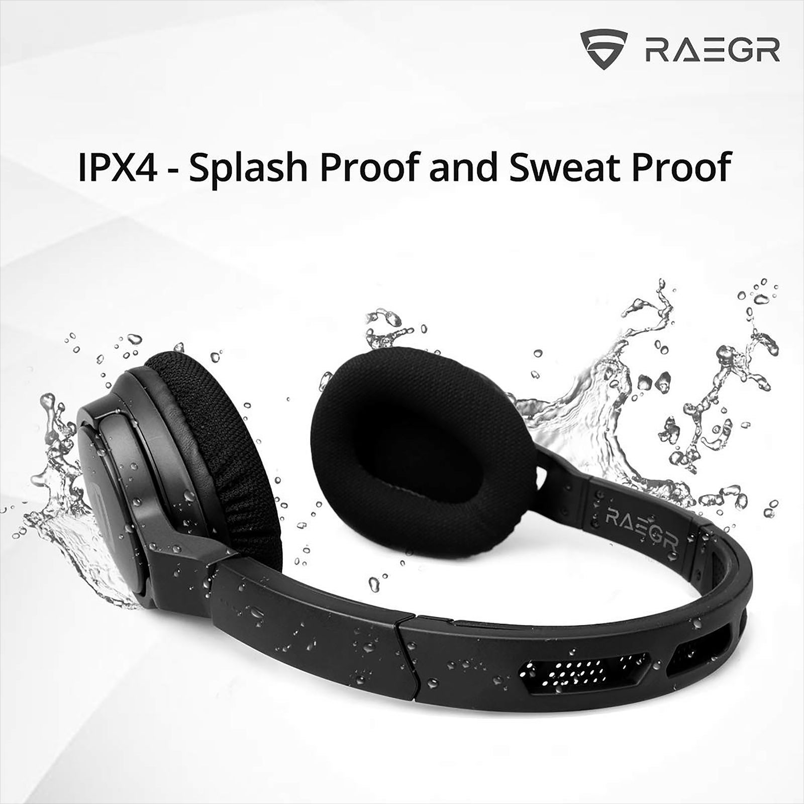 RAEGR AirBeats 500 RG10067 Bluetooth Headphone with Mic (10 Hours Playback, Over Ear, Black & Green)_4
