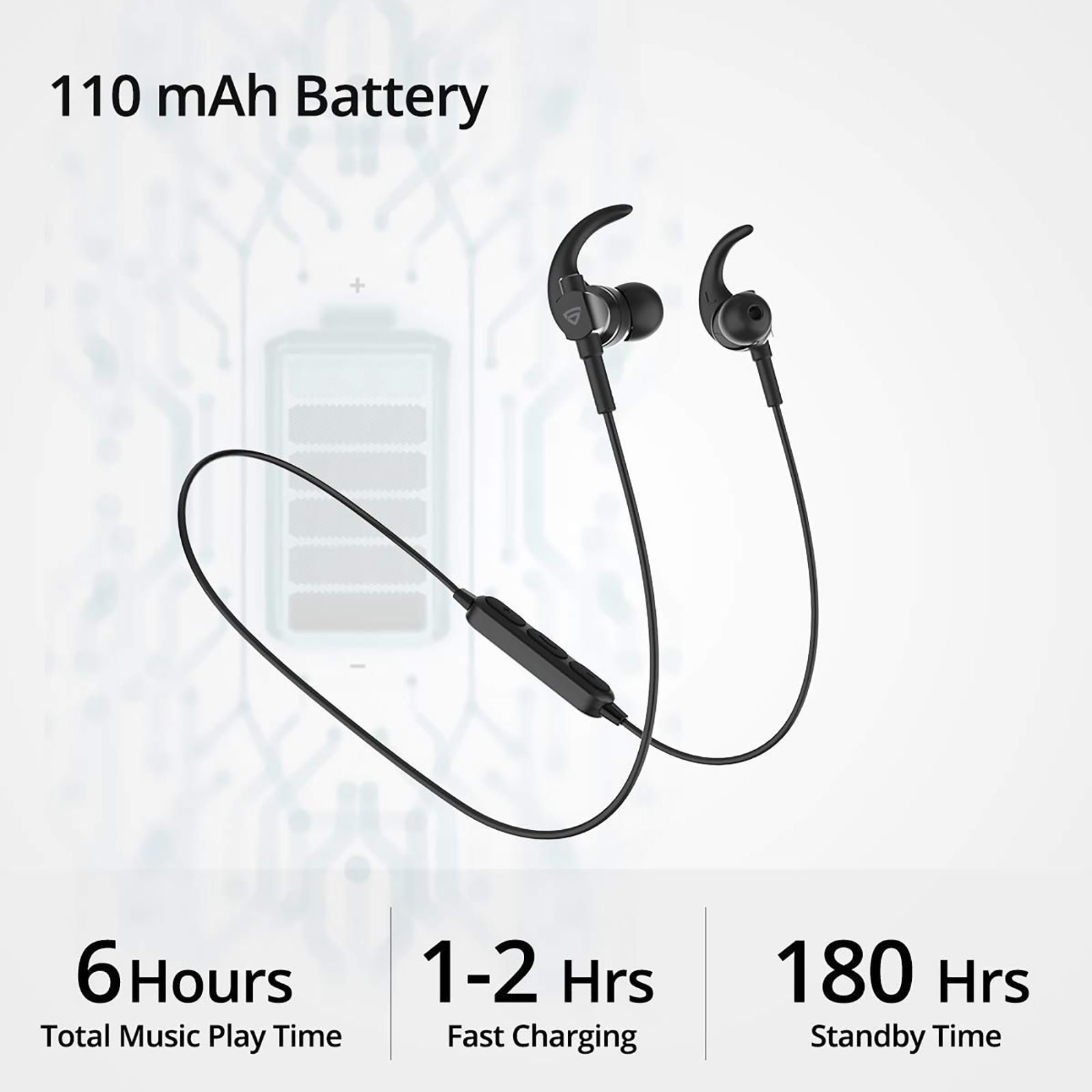 RAEGR AirBeats 250 RG10092 Neckband with Passive Noise Cancellation (IPX4 Splash & Waterproof, Bass Rich Sound, Black)_5