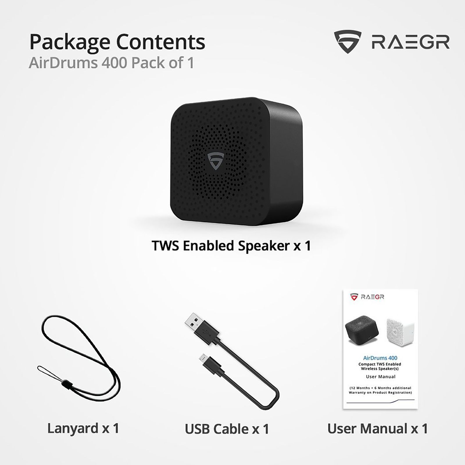 RAEGR AirDrums 400 3W Portable Bluetooth Speaker (10 Hours Playtime, Mono Channel, Black)_9