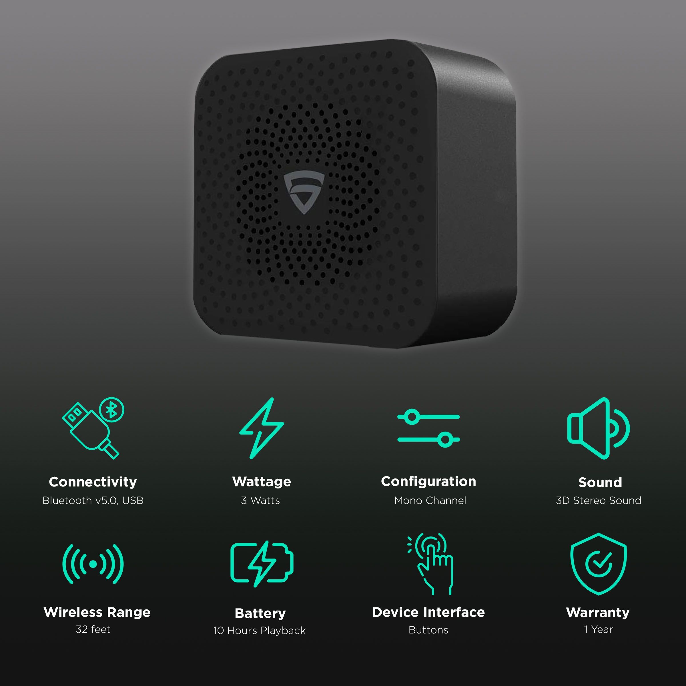 RAEGR AirDrums 400 3W Portable Bluetooth Speaker (10 Hours Playtime, Mono Channel, Black)_2