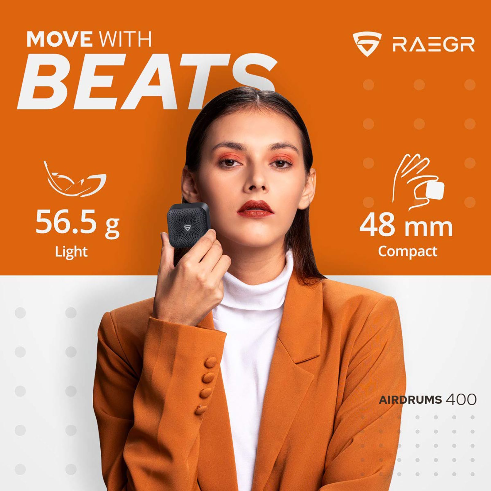 RAEGR AirDrums 400 3W Portable Bluetooth Speaker (10 Hours Playtime, Mono Channel, Black)_3