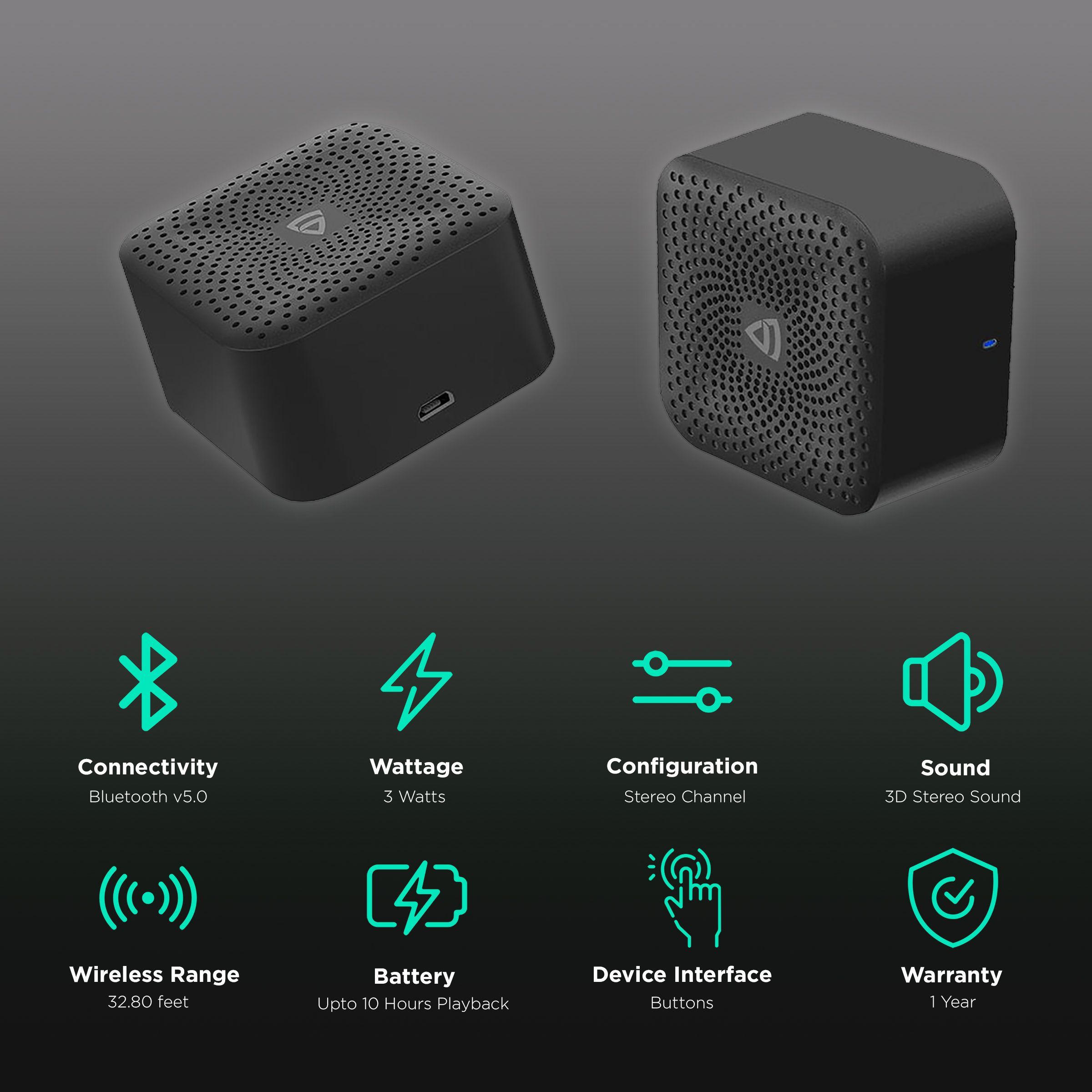 RAEGR AirDrums 400 3W Portable Bluetooth Speaker (10 Hours Playtime, Mono Channel, Black)_2