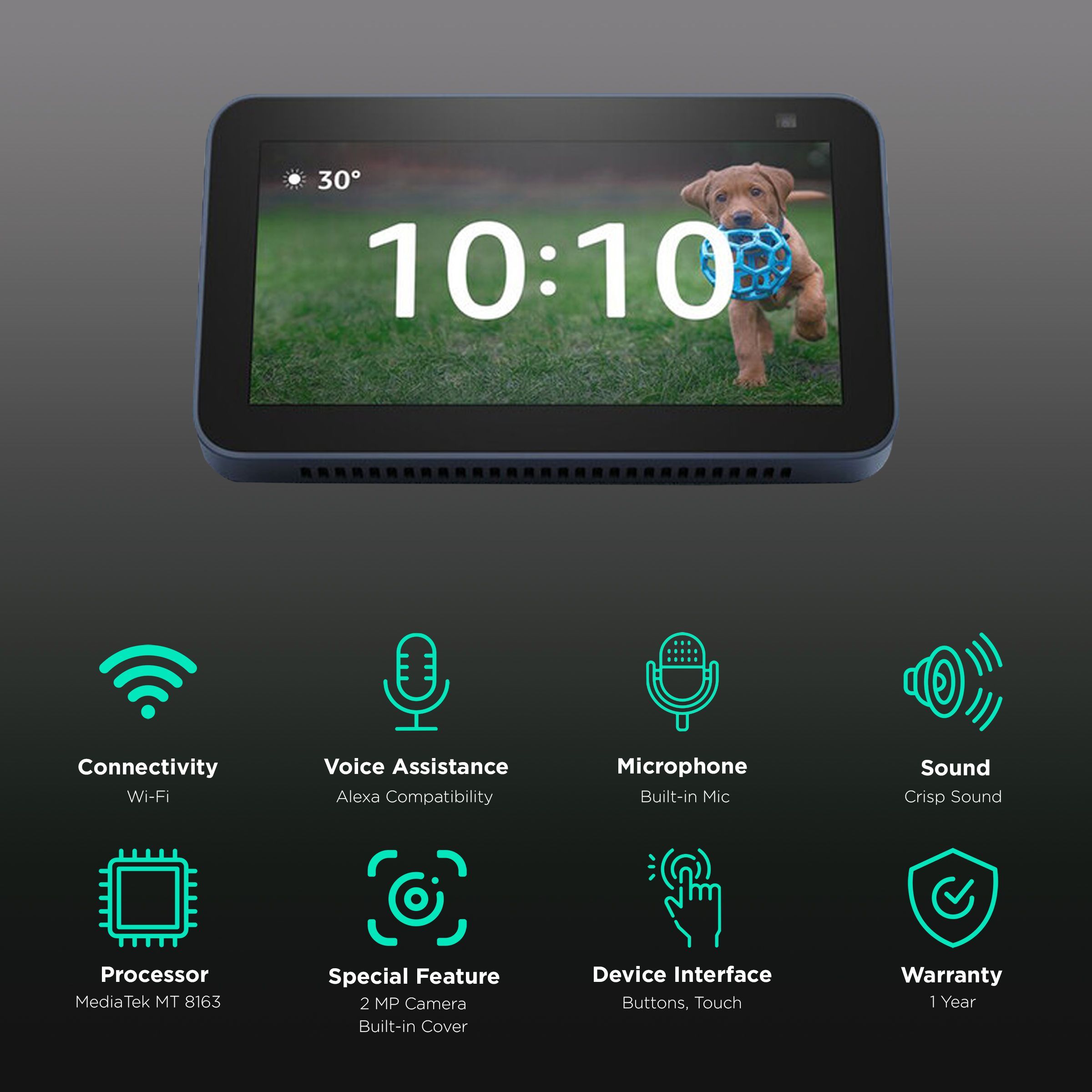 amazon Echo Show 5 (2nd Gen) with Alexa Compatible Smart Wi-Fi Speaker (5.5 Inches Touch Screen Display, Blue)_2