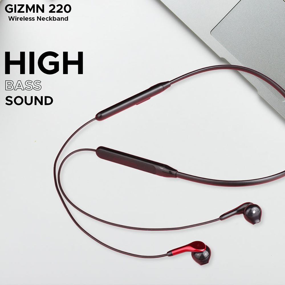 GIZmore Giz MN220 Neckband with Active Noise Cancellation (Surround Sound, Red)_3