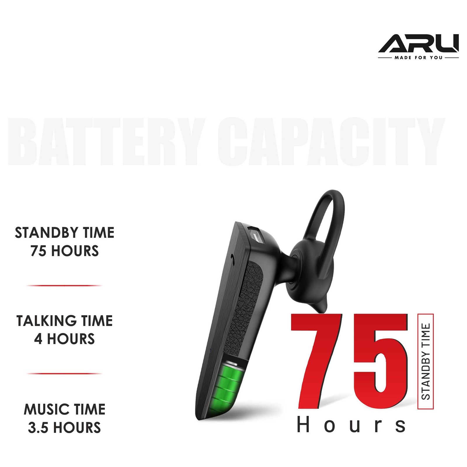 ARU Mono Bliss AMH-1119 TWS Earbuds (Sweat & Water Resistant, Quick Charge, Black) ARU Mono Bliss AMH-1119 TWS Earbuds (Sweat & Water Resistant, Quick Charge, Black)_2