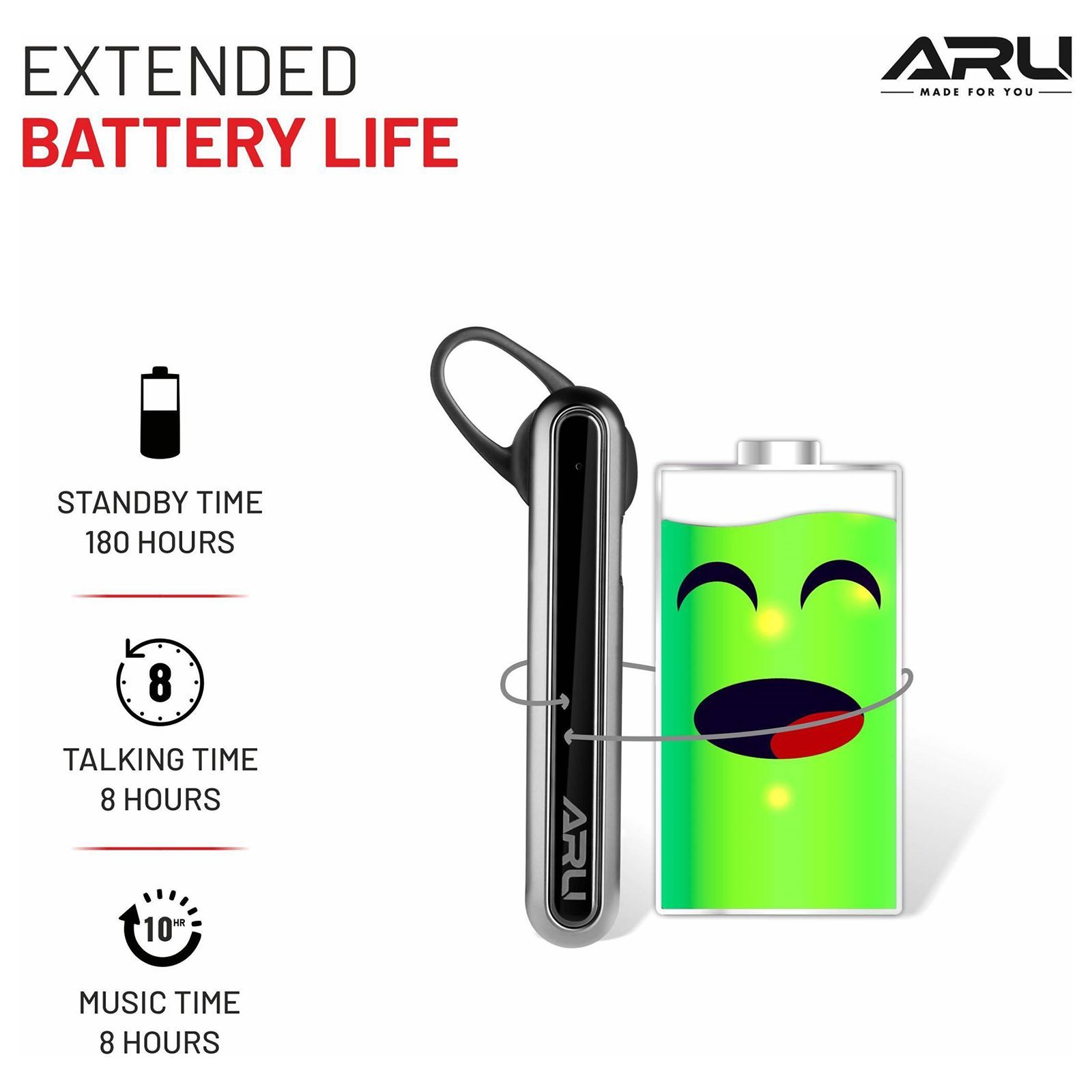 ARU Mono Buzz AMH-1118 TWS Earbuds (Sweat Resistant, Quick Charge, Black)_4