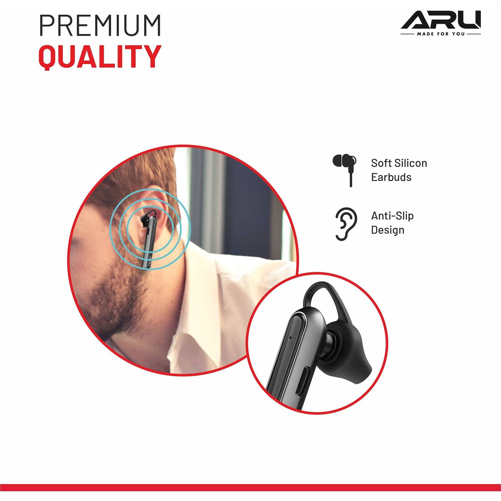 ARU Mono Buzz AMH-1118 TWS Earbuds (Sweat Resistant, Quick Charge, Black)_2