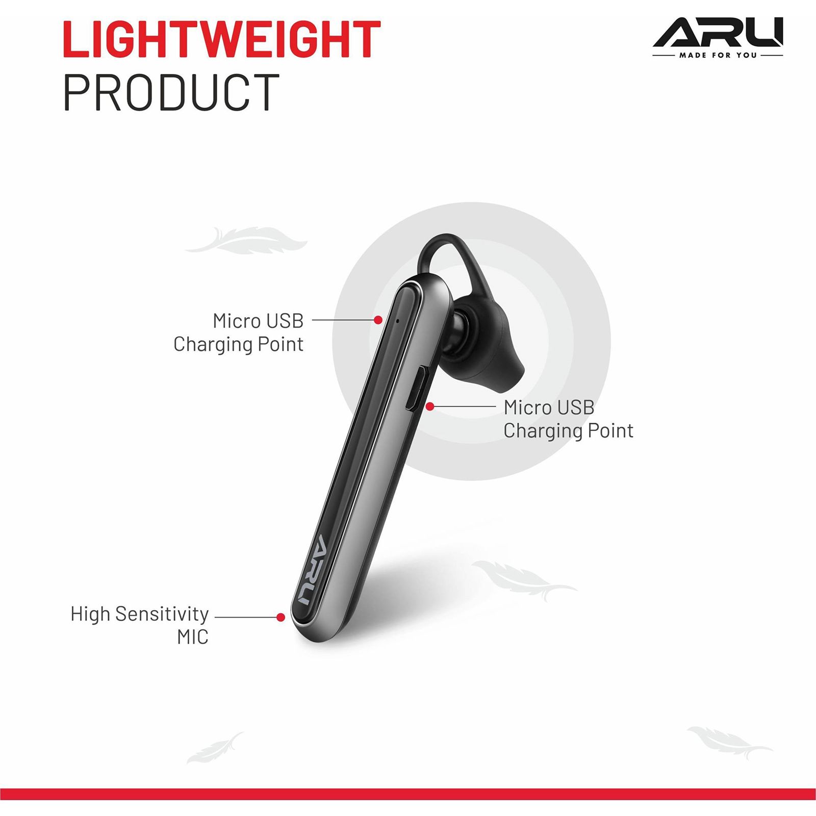 ARU Mono Buzz AMH-1118 TWS Earbuds (Sweat Resistant, Quick Charge, Black)_3