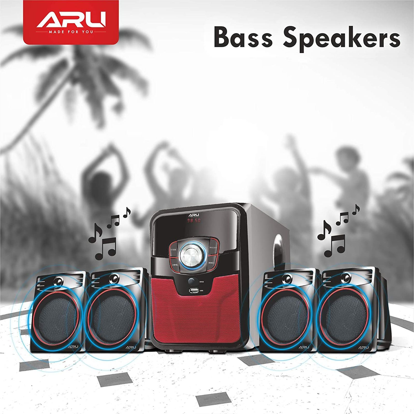 ARU 45W Multimedia Speaker (Inbuilt FM, 4.1 Channel, Black) ARU 45W Multimedia Speaker (Inbuilt FM, 4.1 Channel, Black)_4