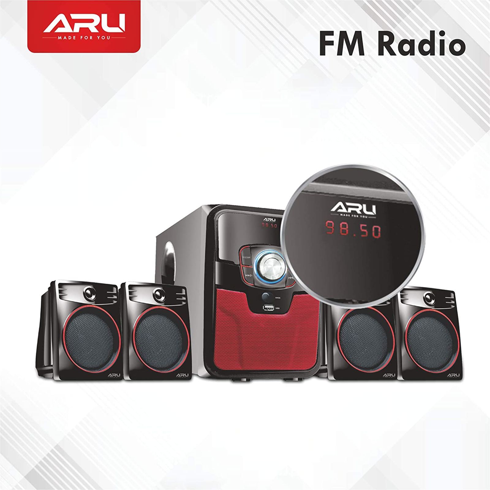 ARU 45W Multimedia Speaker (Inbuilt FM, 4.1 Channel, Black) ARU 45W Multimedia Speaker (Inbuilt FM, 4.1 Channel, Black)_5