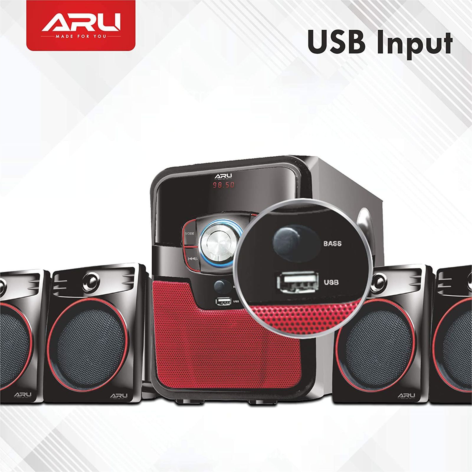 ARU 45W Multimedia Speaker (Inbuilt FM, 4.1 Channel, Black) ARU 45W Multimedia Speaker (Inbuilt FM, 4.1 Channel, Black)_3