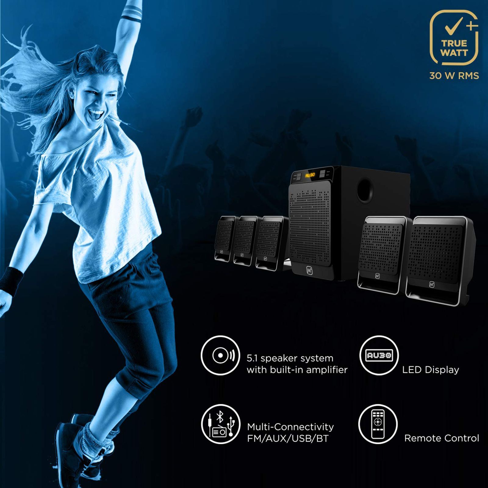 Matata 30W Multimedia Speaker (Loud & Clear Audio, 5.1 Channel, Black)_8