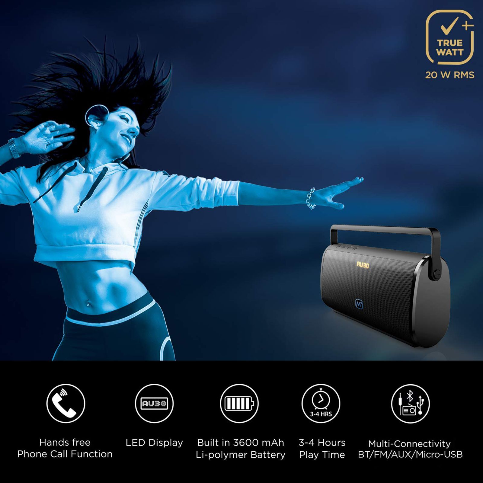 Matata 20W Portable Bluetooth Speaker (4 Hours Playtime, 2.0 Channel, Black) Matata 20W Portable Bluetooth Speaker (4 Hours Playtime, 2.0 Channel, Black)_6