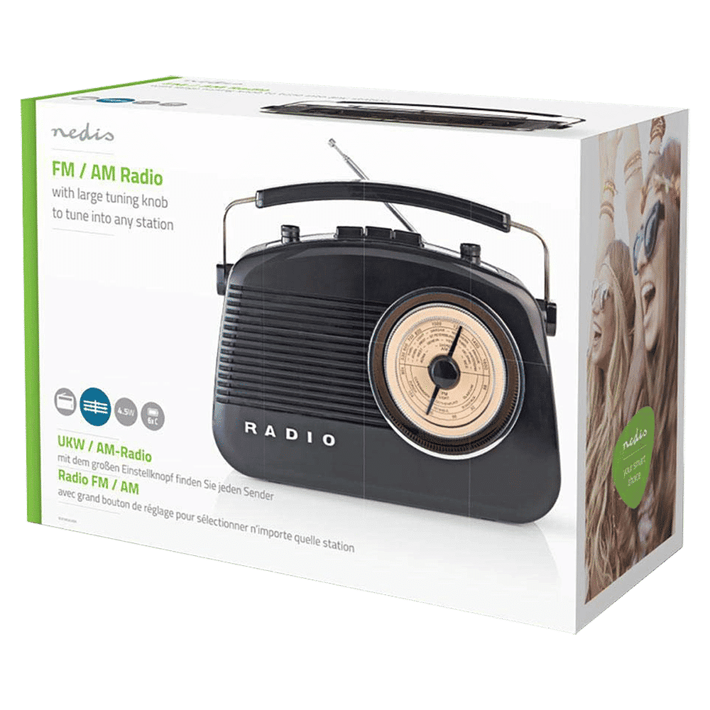 nedis Retro 4.5 Watts FM Player (Bass Booster, RDFM5000BK, Black)_6
