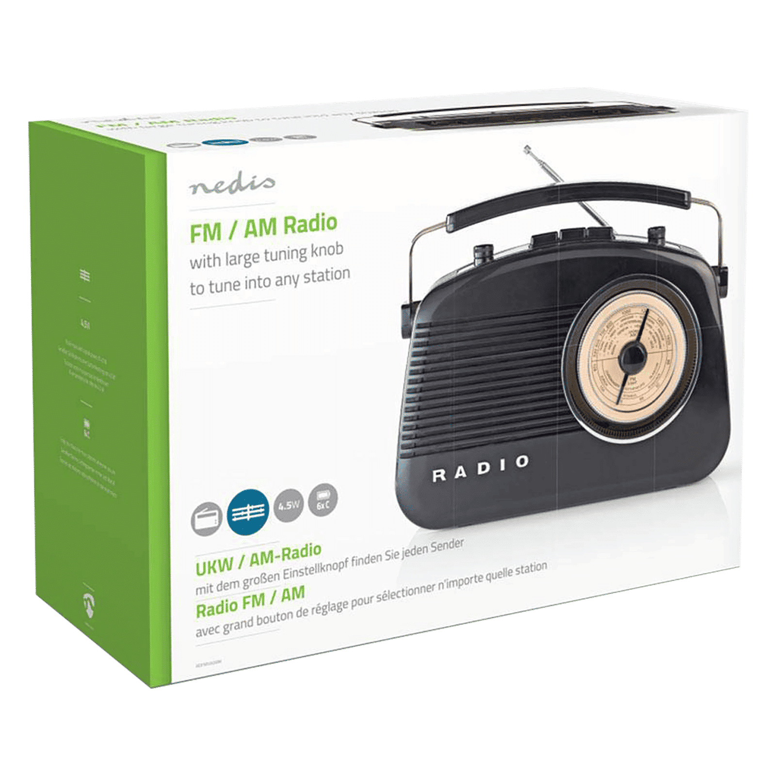 nedis Retro 4.5 Watts FM Player (Bass Booster, RDFM5000BK, Black)_8