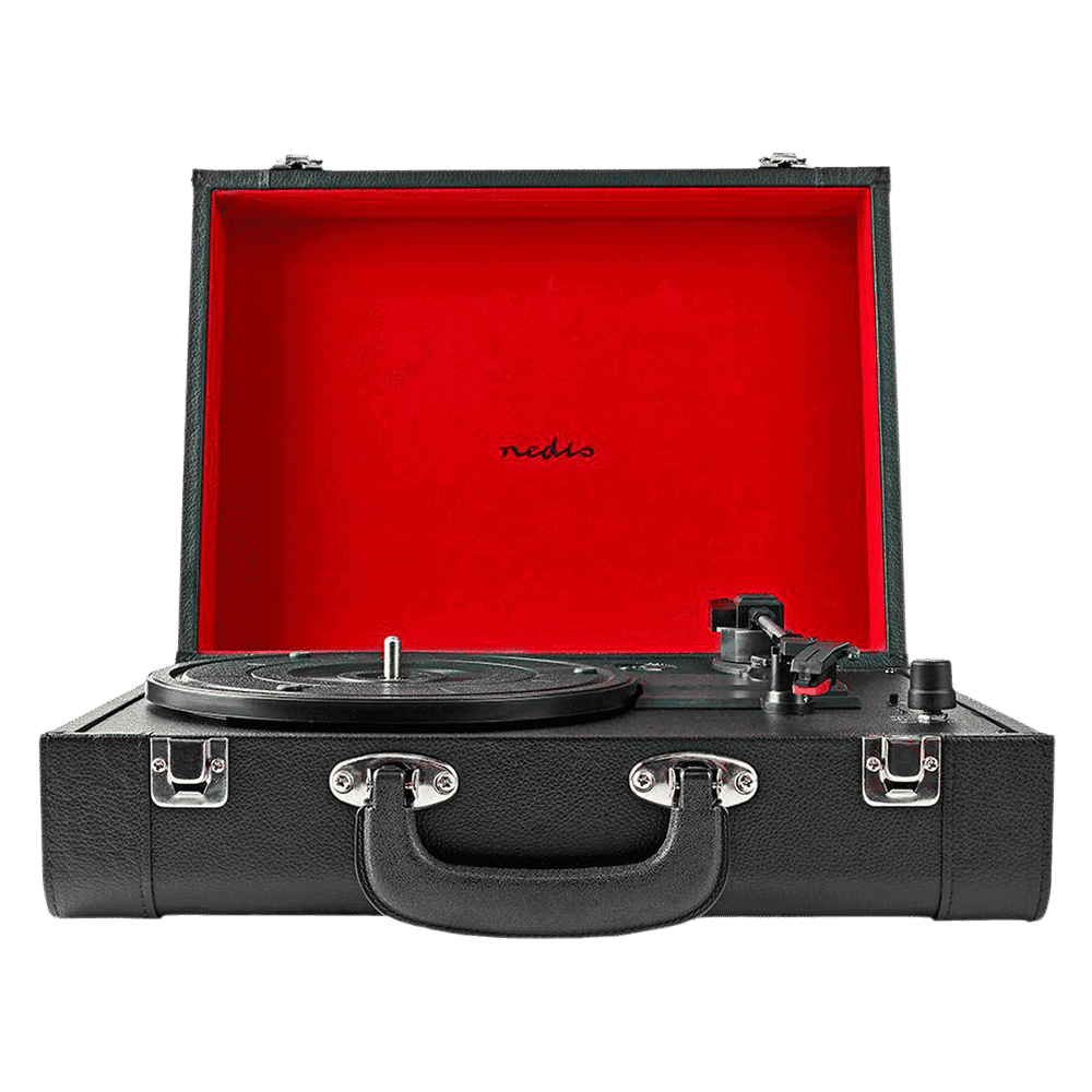 Nedis 2.0 Channel 18 Watts Vinyl Record Player (3 Speed Settings, Portable Breifcase, TURN210BK, Black Red)_11