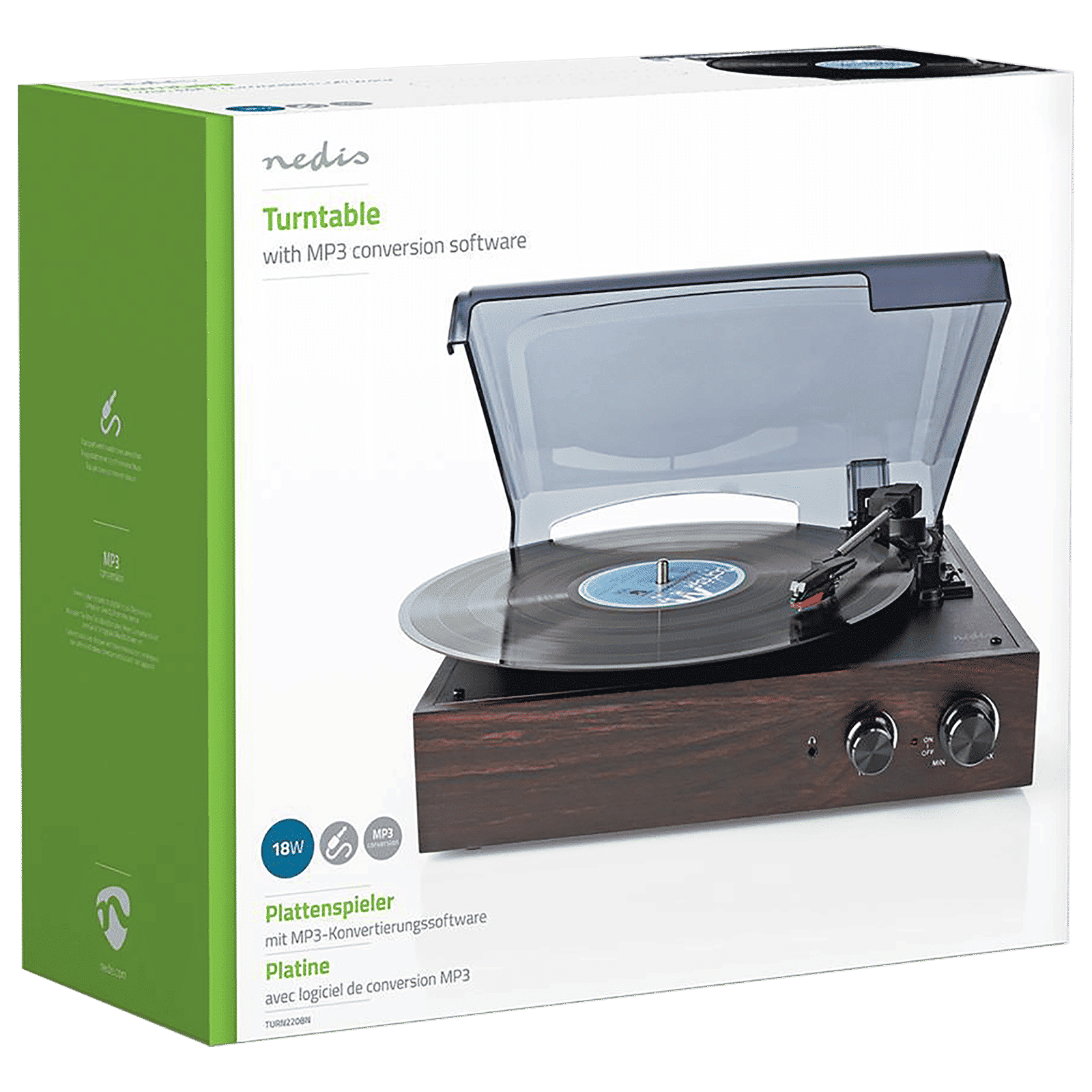nedis 2.0 Channel 18 Watts Vinyl Record Player (Portable Breifcase, TURN220BN, Brown)_11