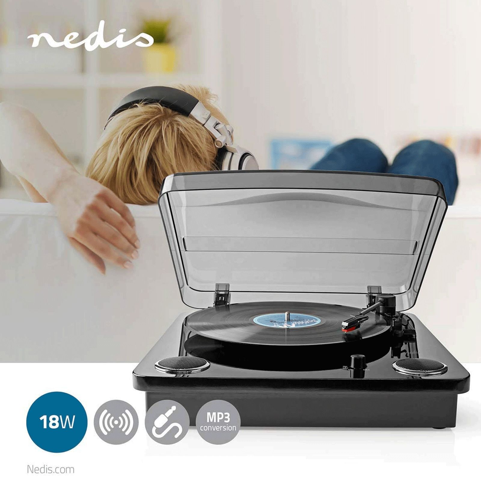 nedis Turnable 18 Watts Portable Bluetooth Speaker (Built-in Speakers, TURN300BK, Black)_15