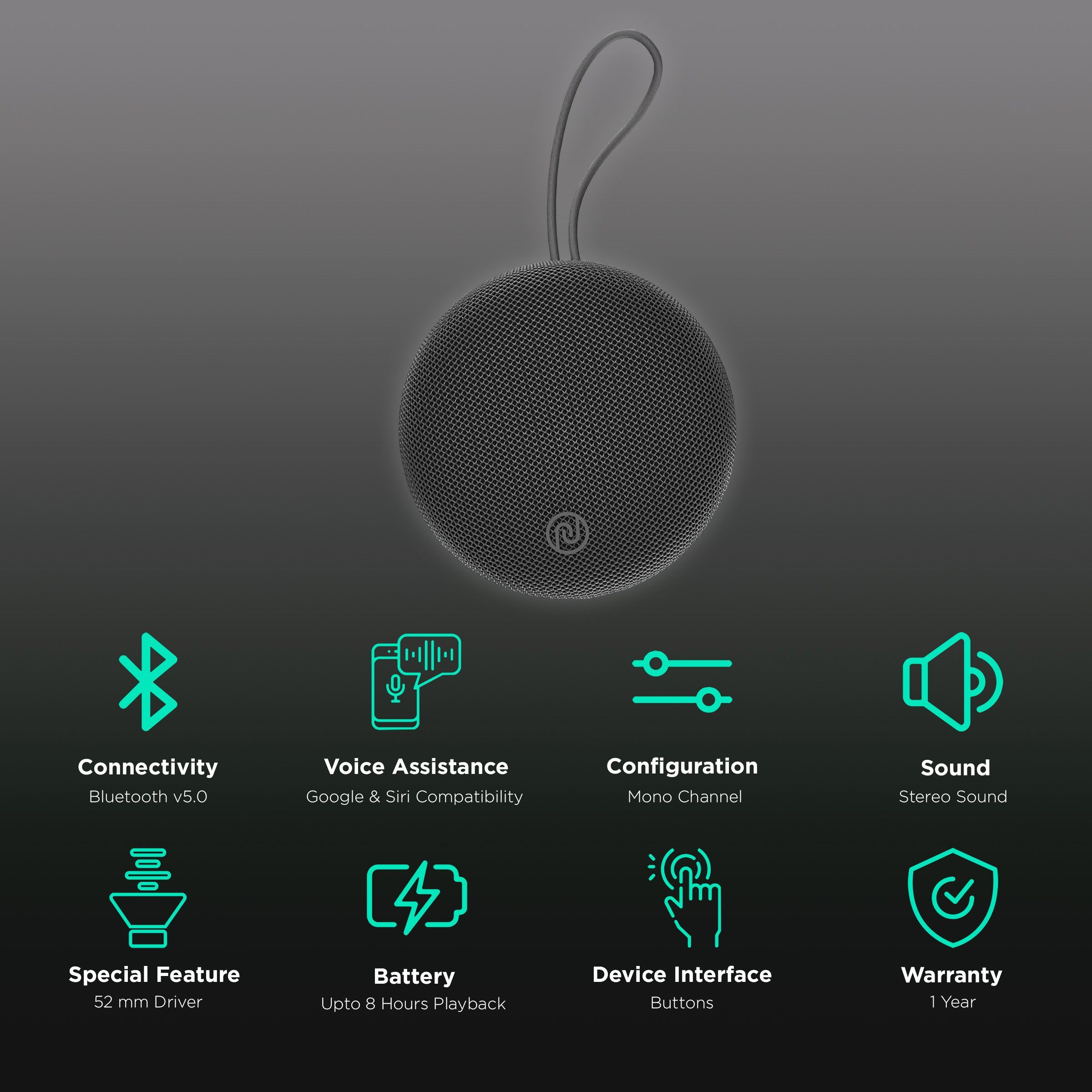 noise Zest with Google & Siri Compatible Smart Speaker (Dual Equalizer, Coal Black) noise Zest with Google & Siri Compatible Smart Speaker (Dual Equalizer, Coal Black)_2